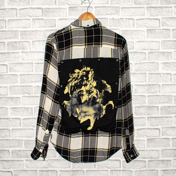 Public School Other - Public School NY Art Patch Button up Shirt Gray Plaid Size Small
